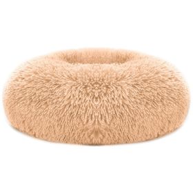 Pet Dog Bed Soft Warm Fleece Puppy Cat Bed Dog Cozy Nest Sofa Bed Cushion L Size (Color: brown)